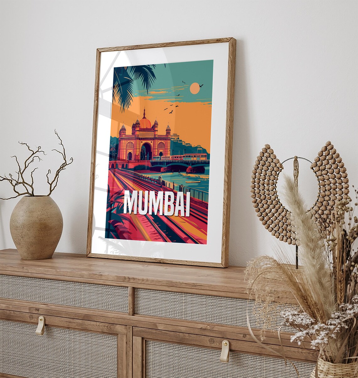 Mumbai Gateway of India Retro Sunset Vintage Travel Art Poster - Image 3
