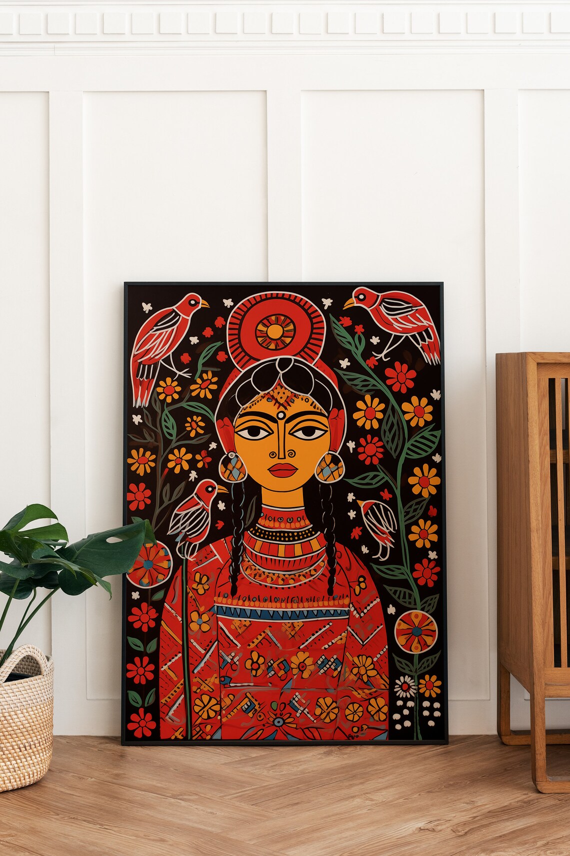 Freida Kahlo Madhubani Folk Art Living Room Print - Image 3
