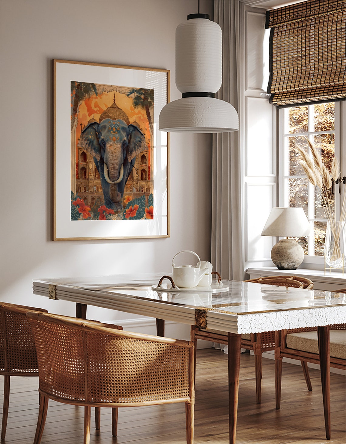 Royal India Elephant Palace Sunset Mixed Media Artwork Poster - Image 3