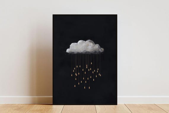 Black And Gold Cloud Poster Minimalist Wall Art Gold Cloud Print Abstract Art Poster Cloud Wall Art Black And Gold Poster Cloud Print