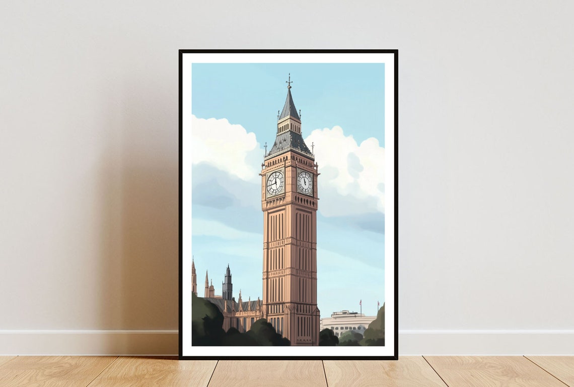 Big Ben Poster Big Ben Print London Wall Art Travel Poster London Print London England Big Ben Wall Art Pastel Art Uk Britain Art