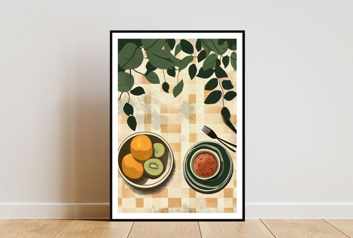 Bright Summer Fruit Flat Lay Citrus Kiwi Kitchen Table Poster