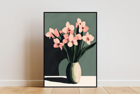 Orchid Poster Orchid Print Botanical Print Flower Print Flower Poster Tropical Poster Boho Print Orchid Wall Art Pink Flower Poster