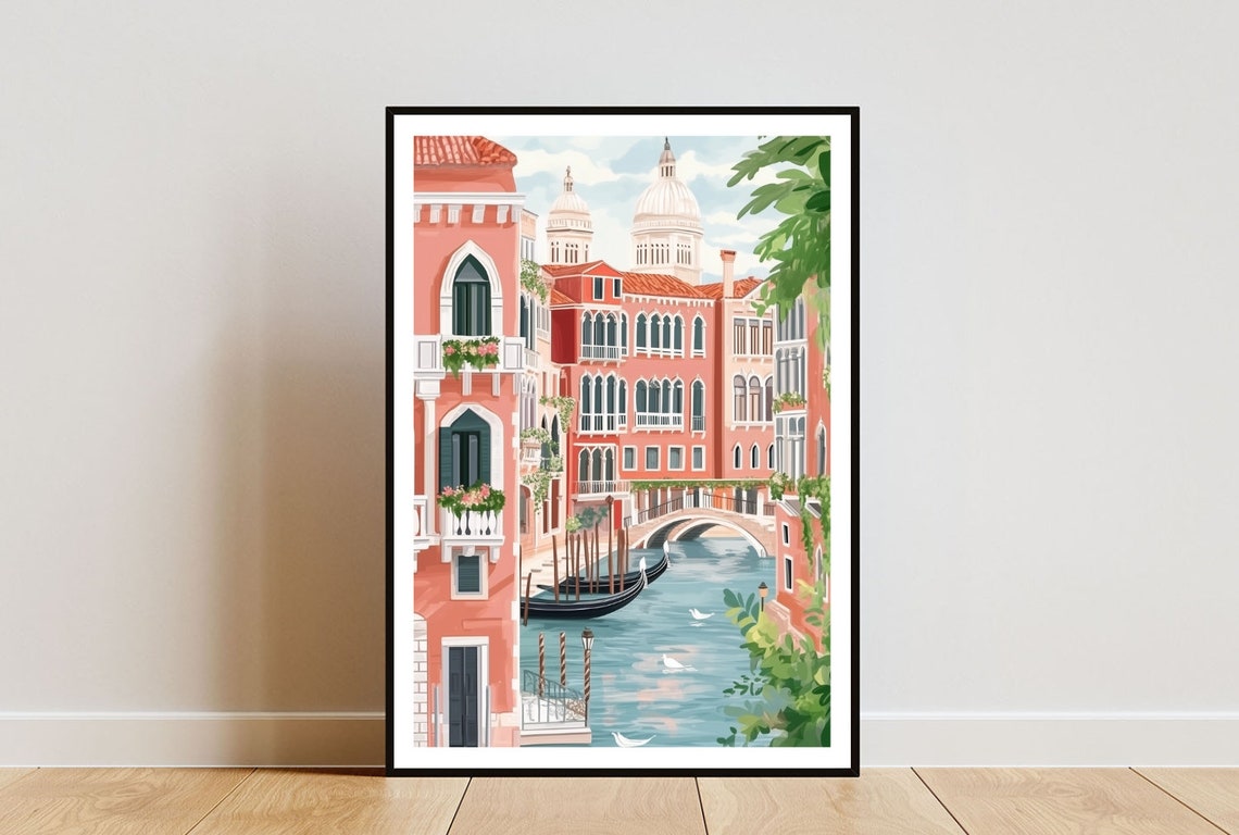 Venice Poster Venice Canal Print Italy Wall Art Travel Poster Italy Print Venice Italy European Wall Art Pastel Art Europe Italian