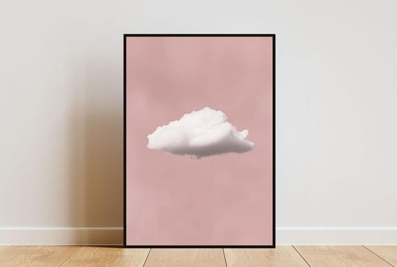 Pink Cloud Poster Minimalist Wall Art Pink Cloud Print Abstract Art Poster Cloud Wall Art Living Room Wall Art Cloud Print