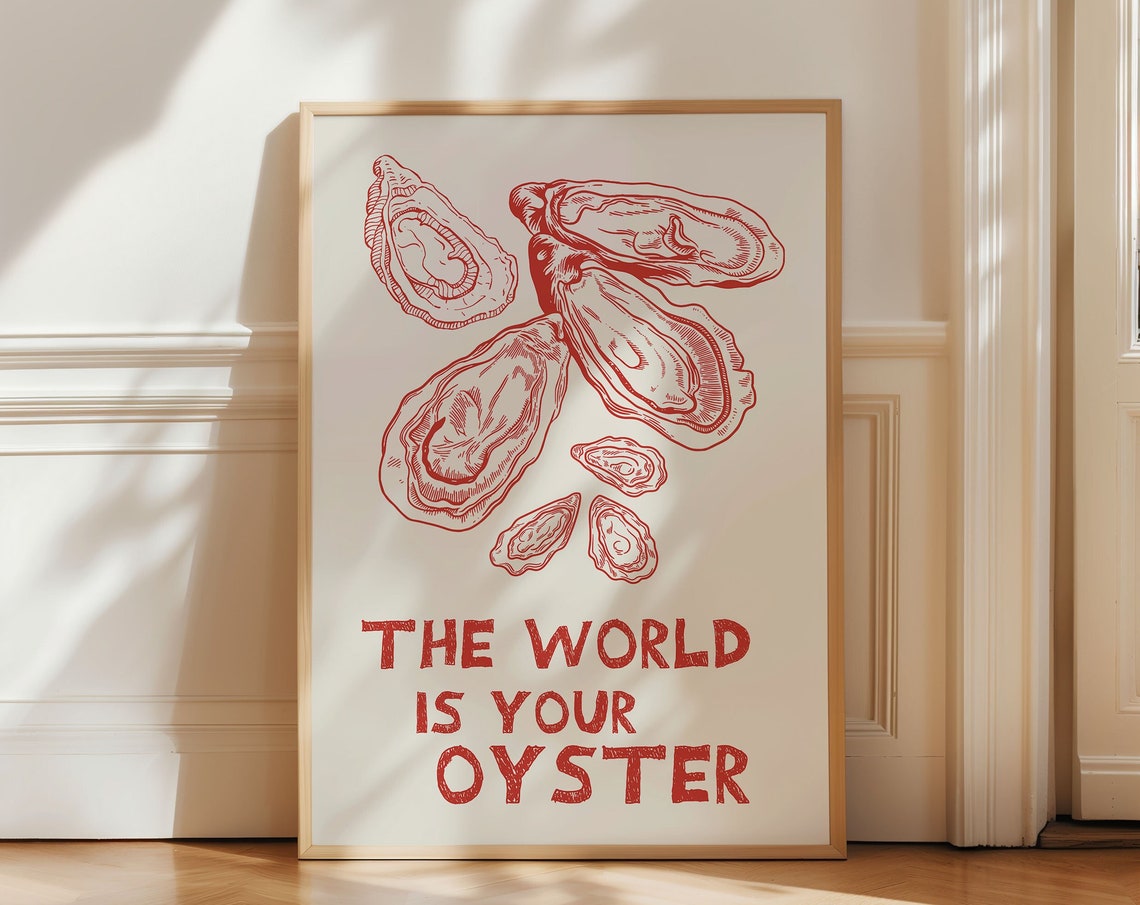 The World Is Your Oyster Red Kitchen Quote Art Kitchen Decor Poster - Image 2