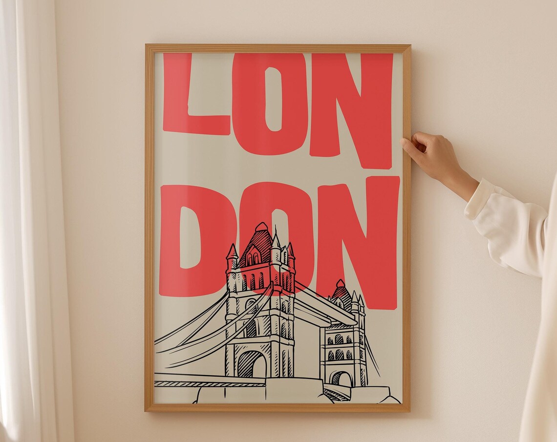London Tower Bridge Vintage Travel Poster