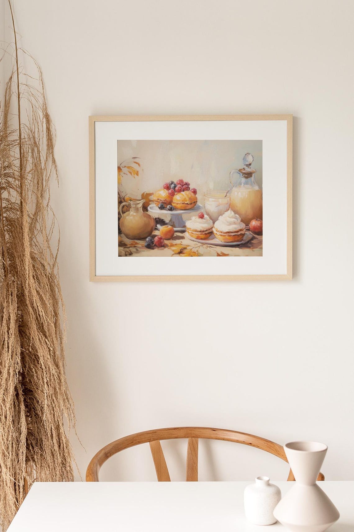 Autumn Dessert Still Life With Pastries Cream and Fruit Rustic Poster - Image 3