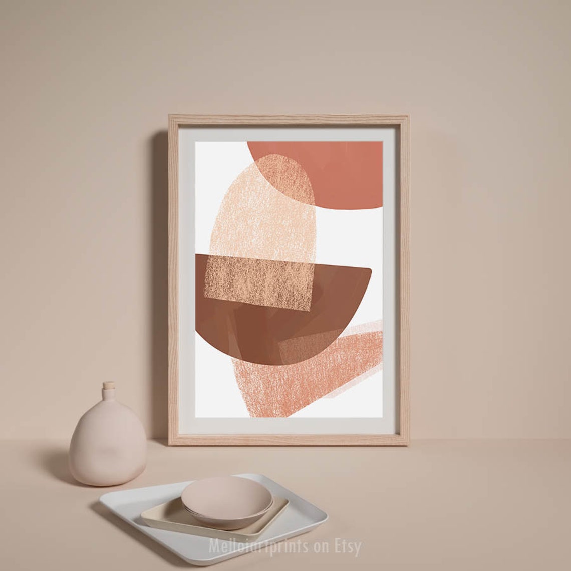 Terracotta Rust Stacked Shapes Abstract Warm Modern Art Poster - Image 2