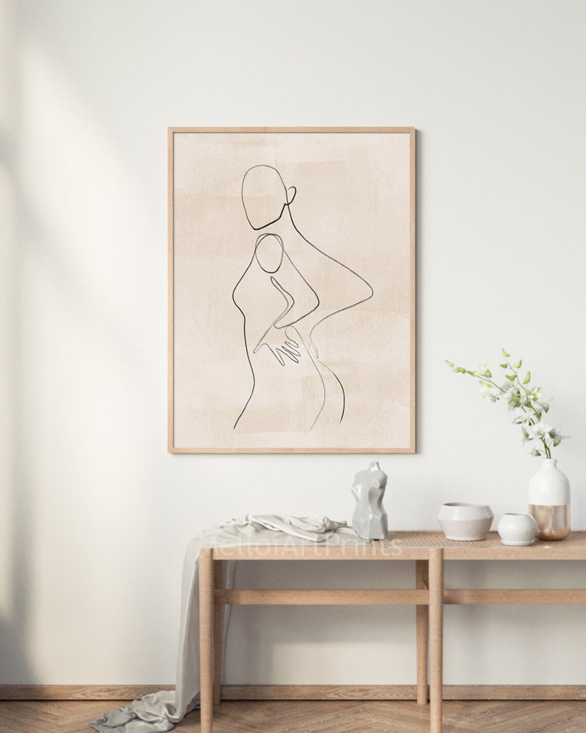 Woman Body Single Line Drawing Neutral Minimalist Figure Wall Art - Image 3