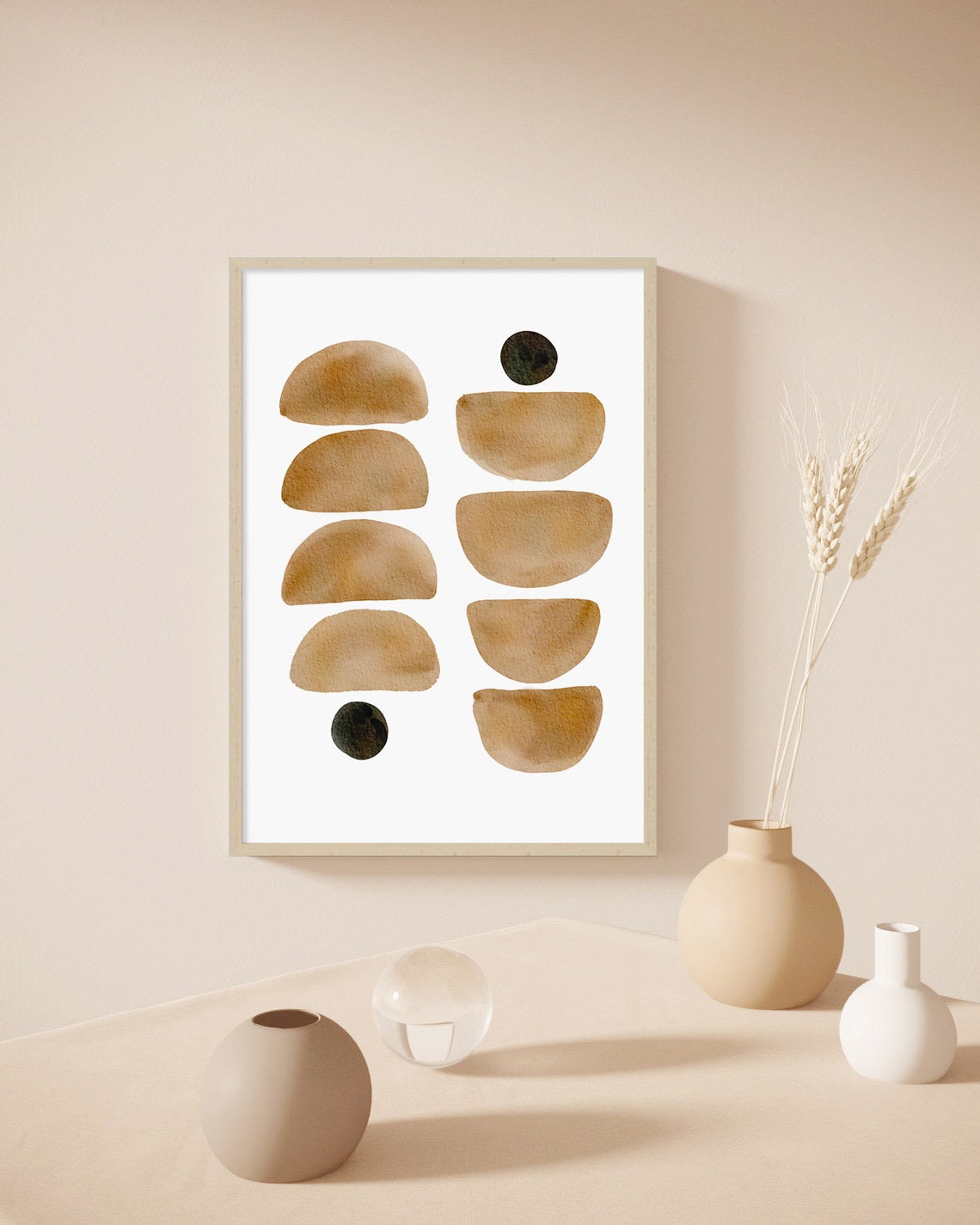Mustard Half Circles Columns Geometric Boho Modern Art Poster - Image 2
