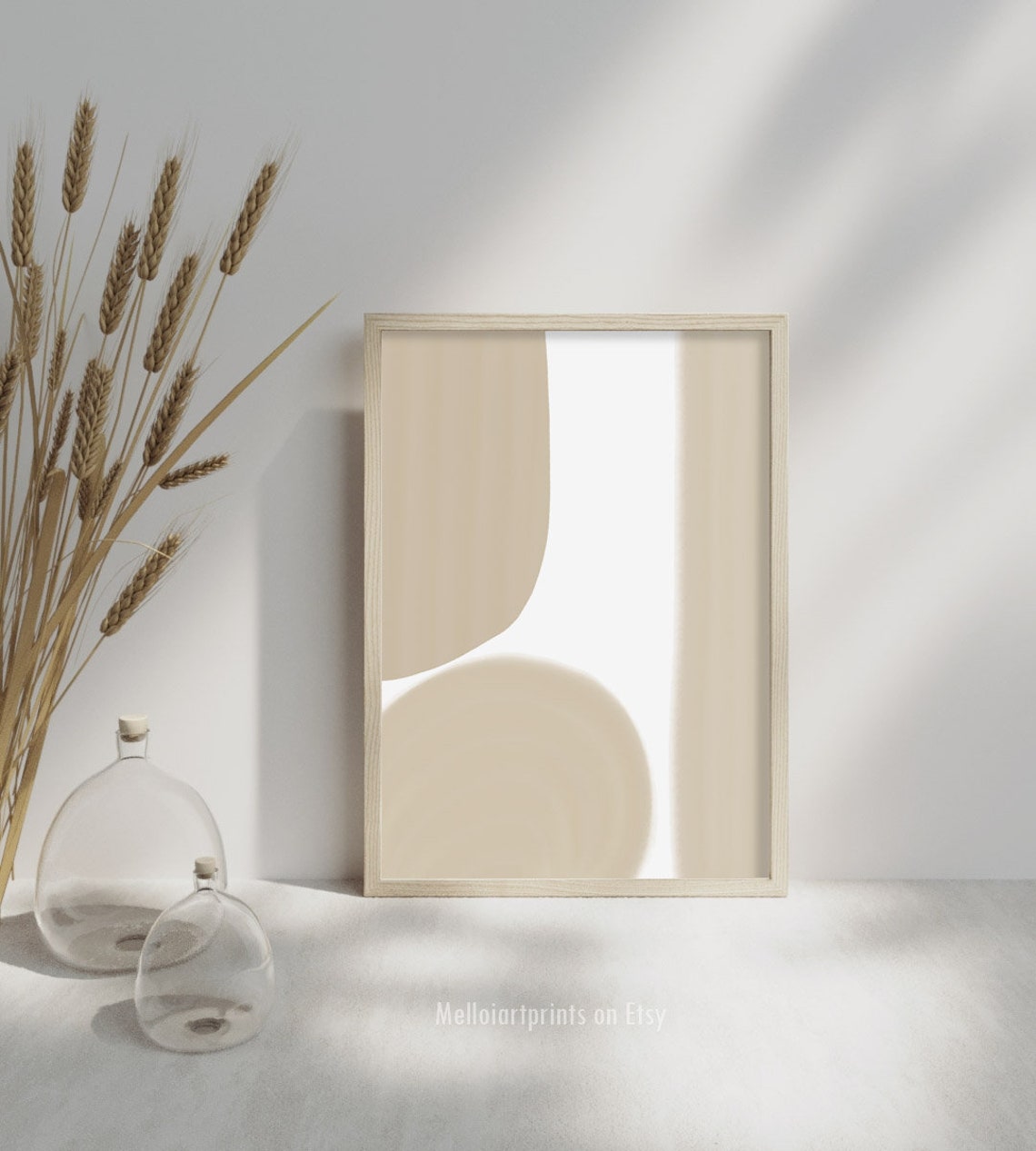 Minimalist Beige Shapes Abstract Art White Neutral Modern Wall Poster - Image 3