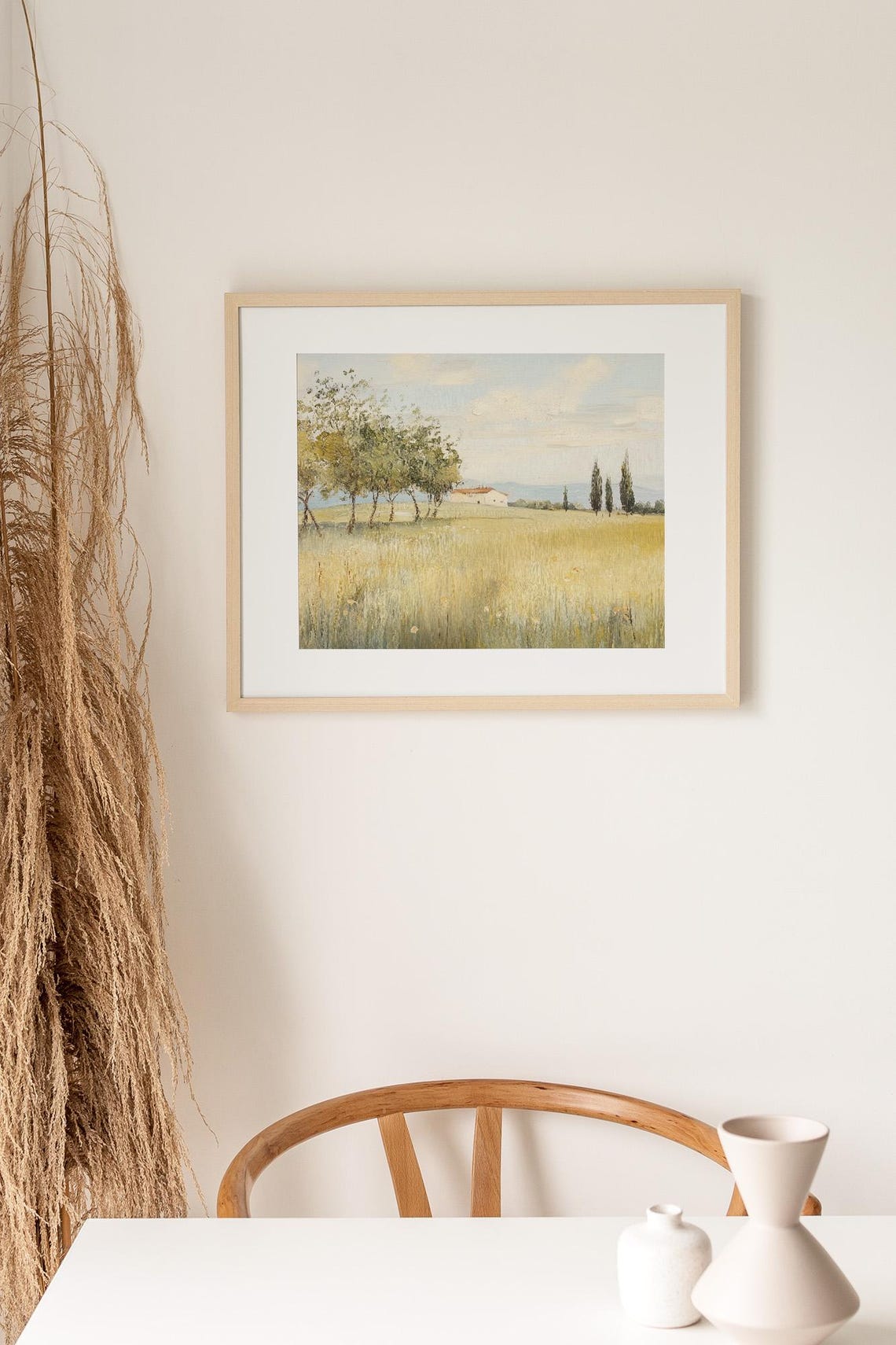 Tuscan Countryside Villa Golden Wheat Field Cypress Trees Poster - Image 3