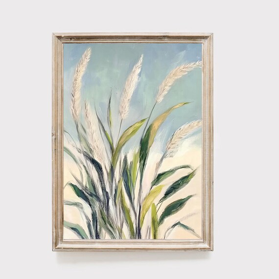 Pampas Grass Botanical Painting Soft Pastel Nature Art Poster