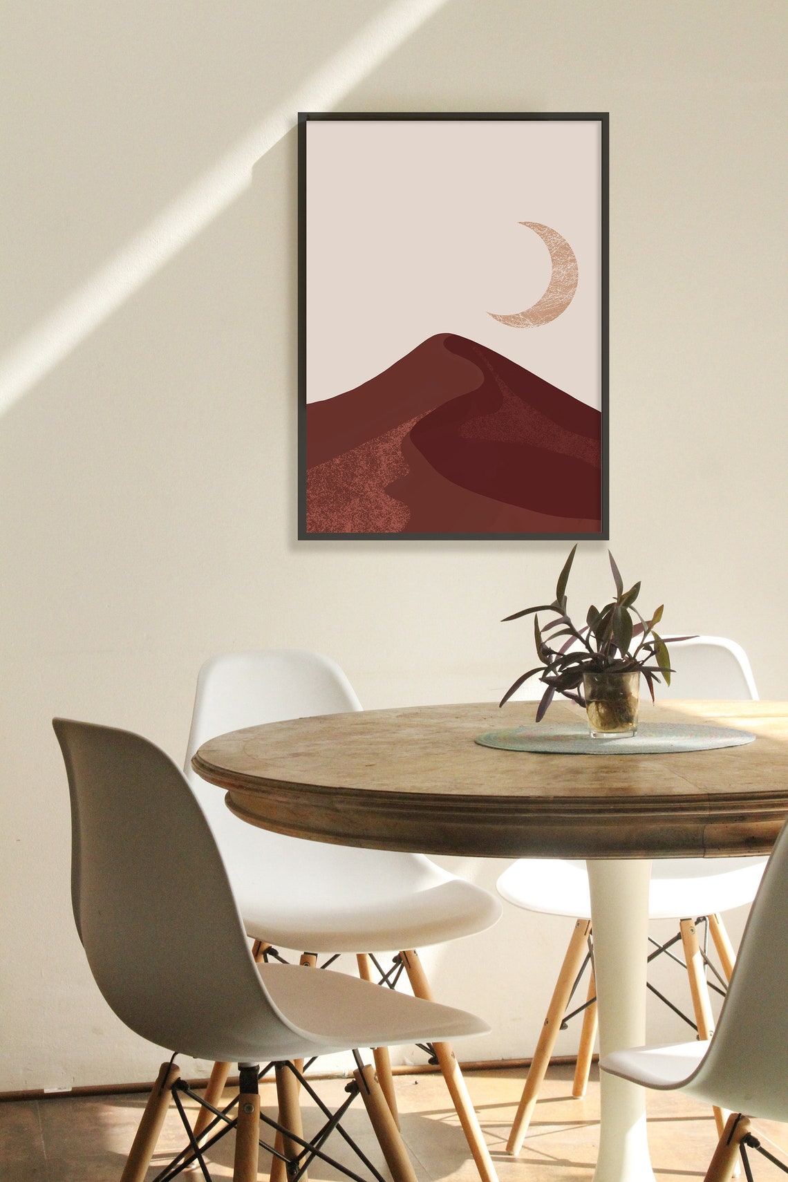 Terracotta Desert Dune Crescent Moon Minimalist Warm Night Poster - Image 2