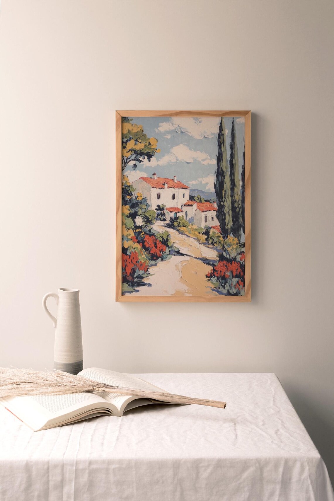 Tuscan Villa Red Roof Italian Countryside Oil Landscape Poster - Image 3
