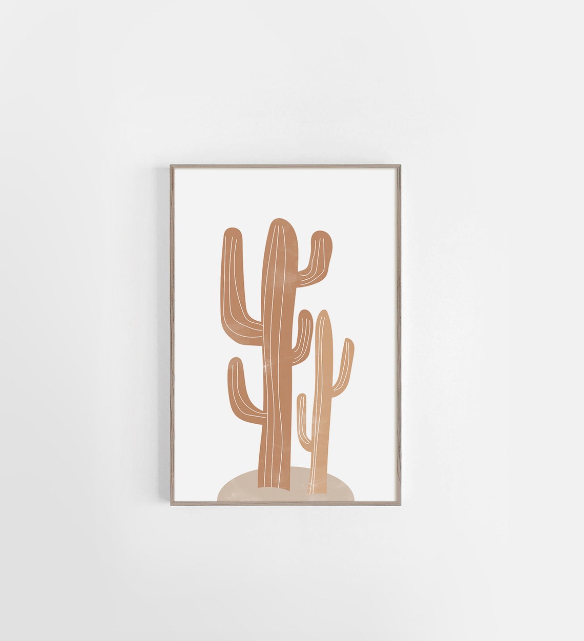 Terracotta Cactus Trio Minimalist Desert Botanical Line Art Poster