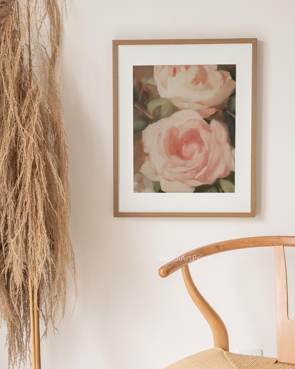 Blush Pink Roses Oil Painting Romantic Floral Bouquet Poster - Image 3
