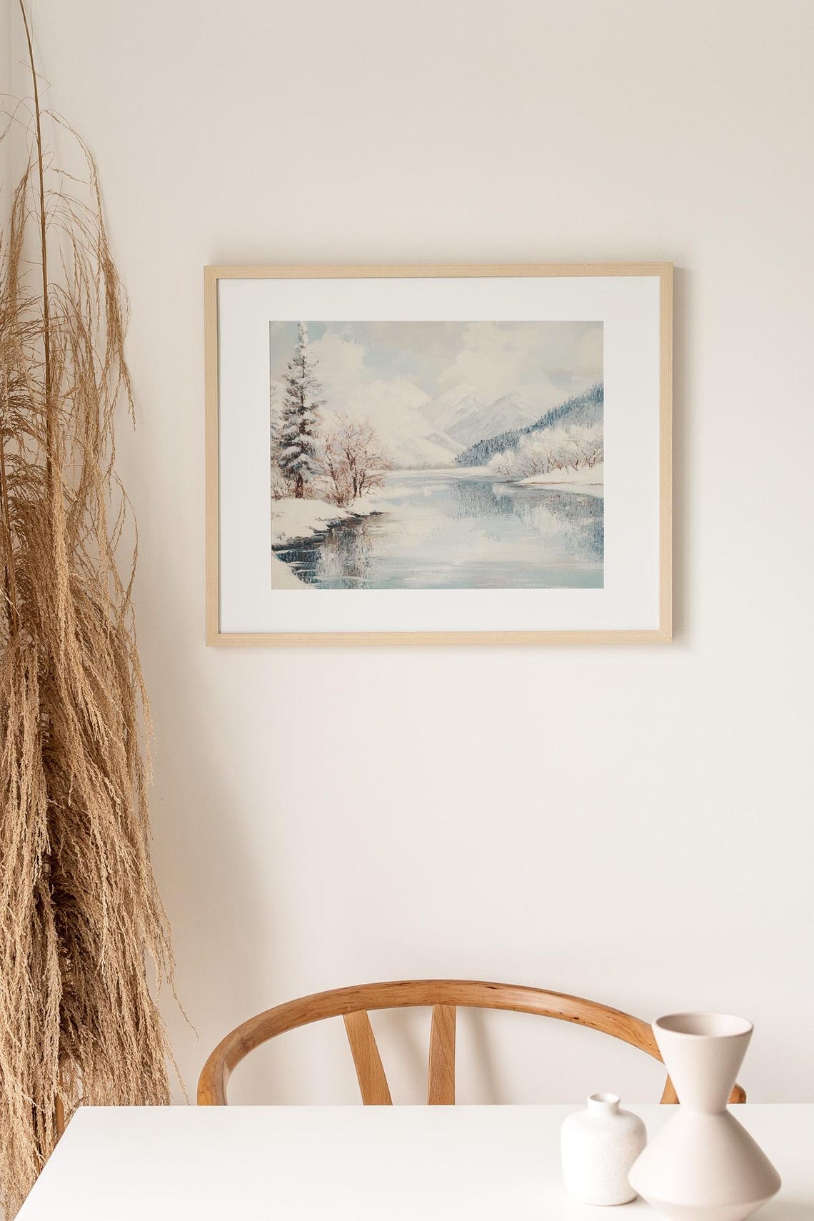 Winter Mountain Lake Snowy Peaks Serene Alpine Valley Poster - Image 3