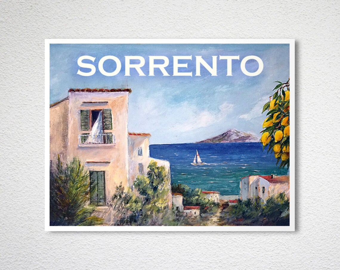Sorrento Italy Vintage Travel Poster Lemon Tree Villa Sea View - Image 2