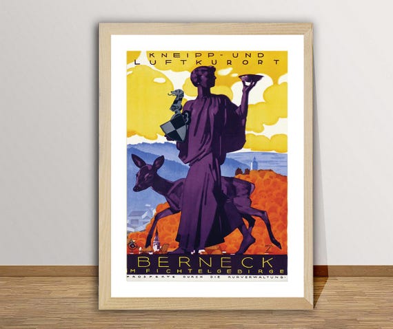Kneipp Und Luftkurort Berneck Im Fichtelgebirge Germany Vintage Travel Poster Travel Art Print Gift Idea Wall Decor