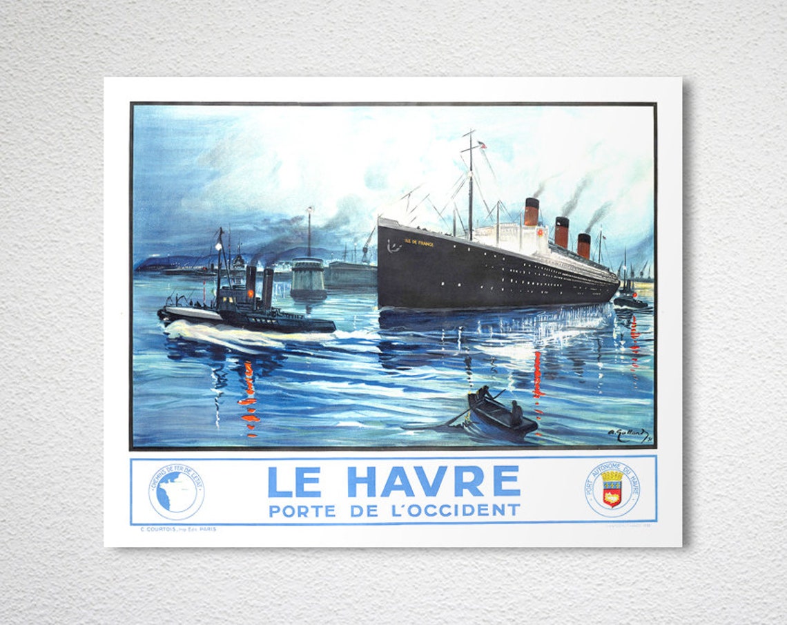 Le Havre Porte de l'Occident Vintage Ocean Liner Harbor Poster - Image 2