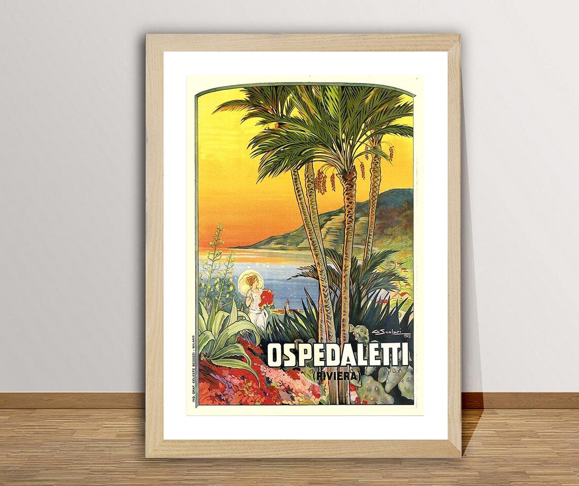 Ospedaletti Riviera Italy Vintage Travel Poster - Image 2