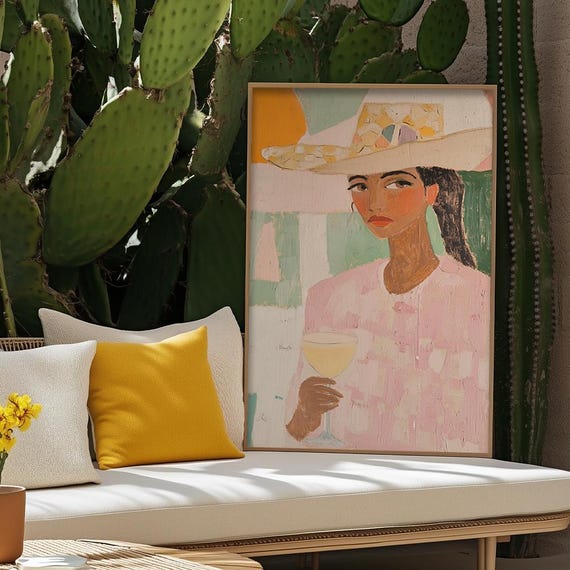 Cowgirl Painting Print Abstract Art Western Home Decor Rustic Wall Art Boho Cowgirl Decor Instant