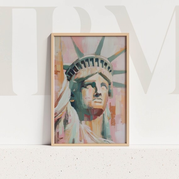 Pastel Statue Of Liberty Modern Abstract NYC Painting Art Poster