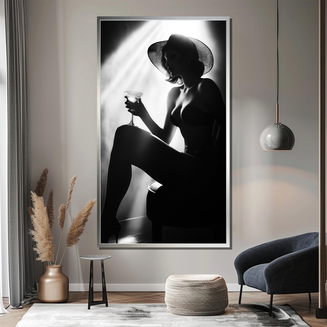 Vintage Hollywood Glamour Woman With Cocktail In Spotlight Poster - Image 4