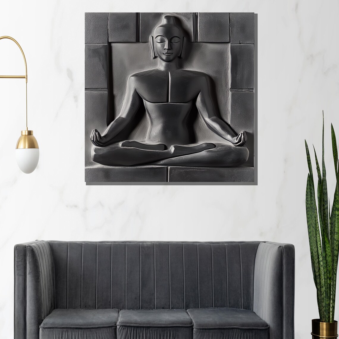 Black Stone Buddha Meditating Minimalist Zen Spiritual Poster - Image 2