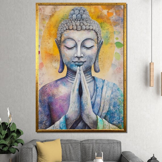Buddha Namaste Prayer Watercolor Spiritual Portrait Art Poster