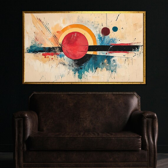 Abstract Geometric Painting Bold Mid Century Modern Wall Art Luxury Home Decor Gift For Contemporary Spaces
