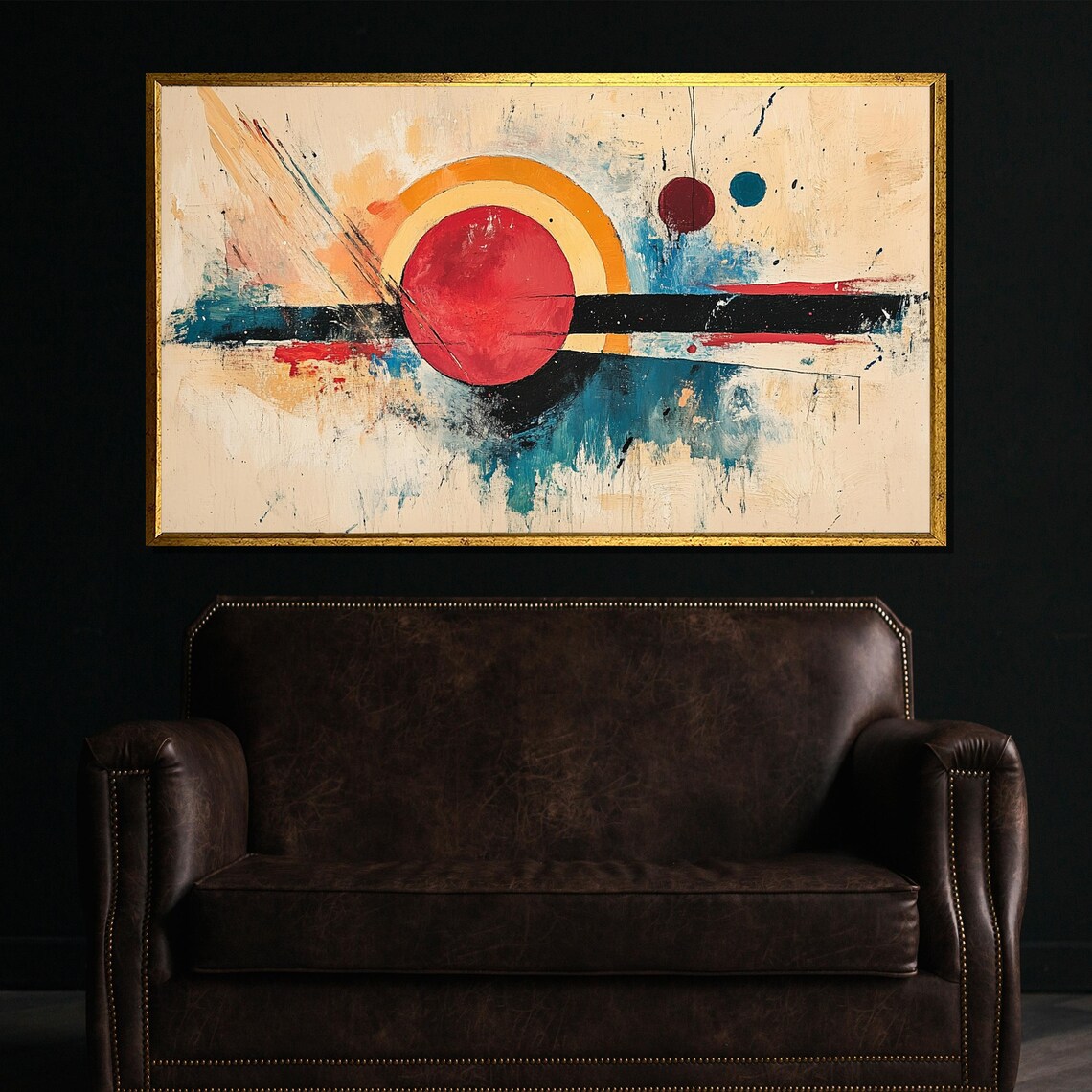 Abstract Geometric Painting Bold Mid Century Modern Wall Art Luxury Home Decor Gift For Contemporary Spaces