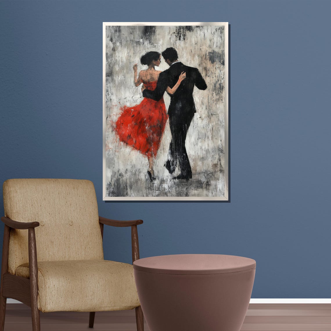 Elegant Dance Couple in Red and Black Timeless Romance Poster - Image 3