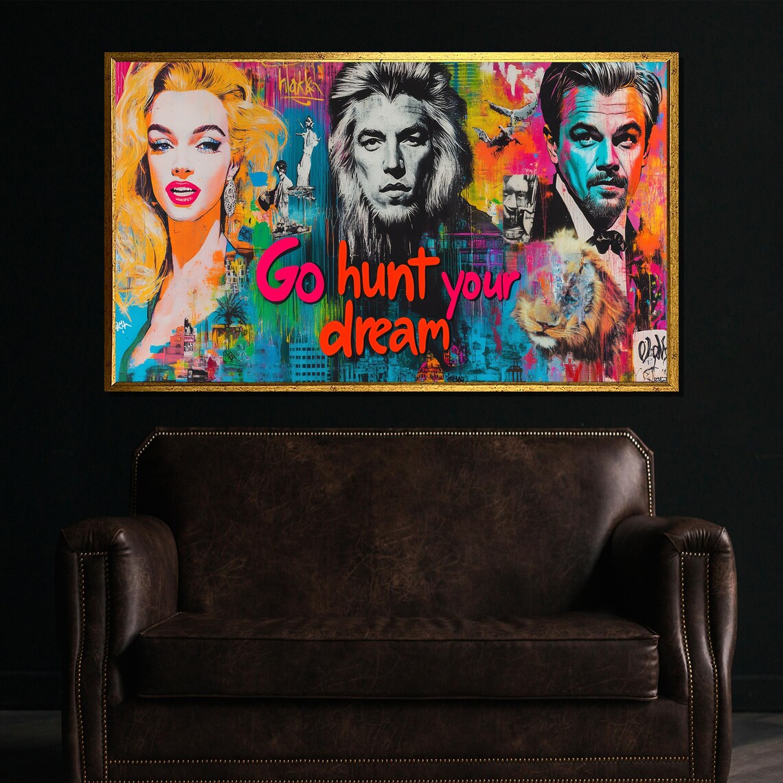Go Hunt Your Dream Colorful Motivational Pop Art Collage Poster