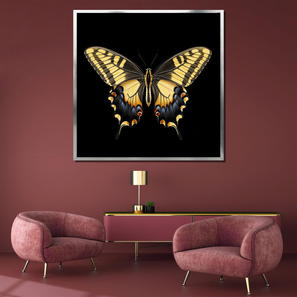 Tiger Swallowtail Butterfly Specimen Black Background Poster - Image 3
