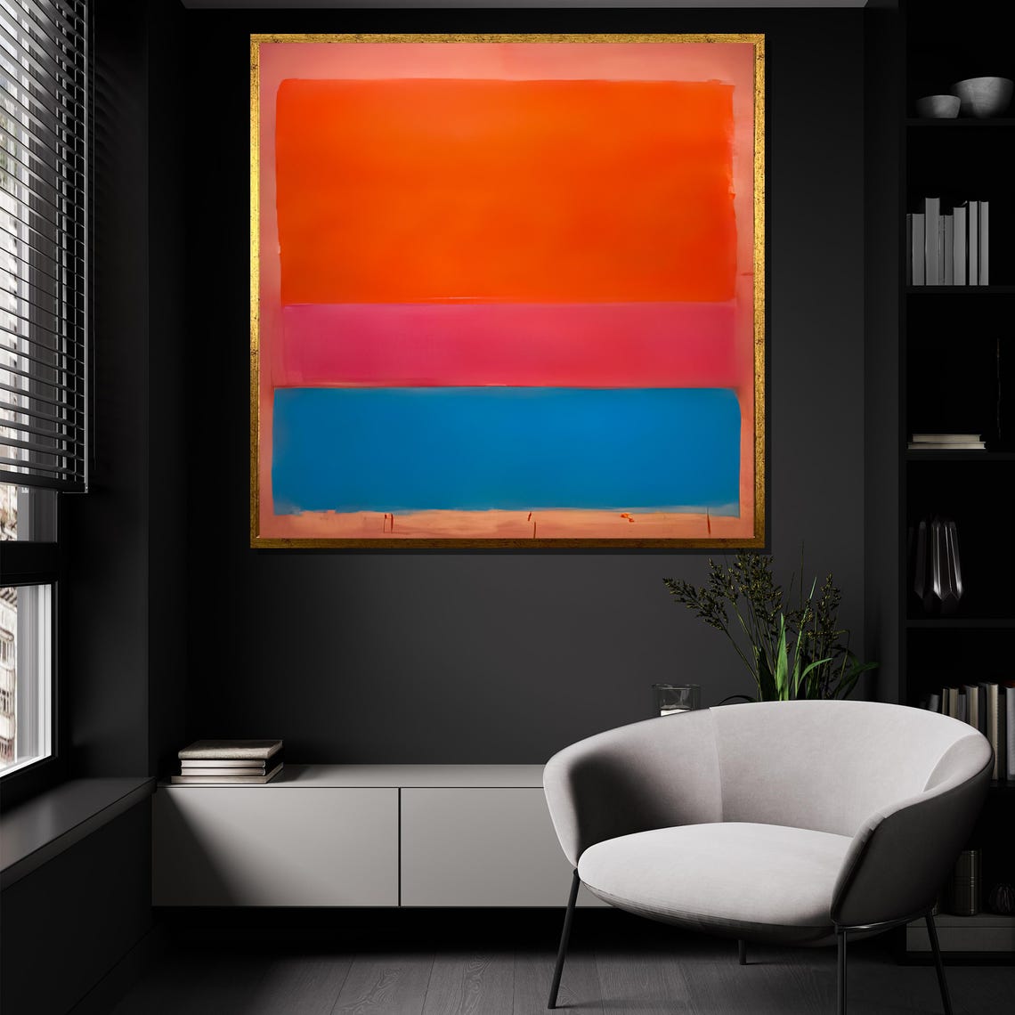 Mark Rothko Painting Bold Orange And Blue Abstract Art Large Modern Wall Decor Minimalist Artwork Gift For Art Lovers