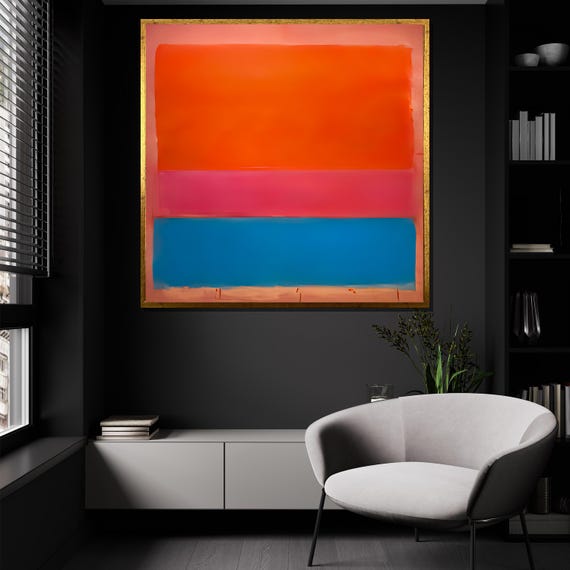 Mark Rothko Painting Bold Orange And Blue Abstract Art Large Modern Wall Decor Minimalist Artwork Gift For Art Lovers