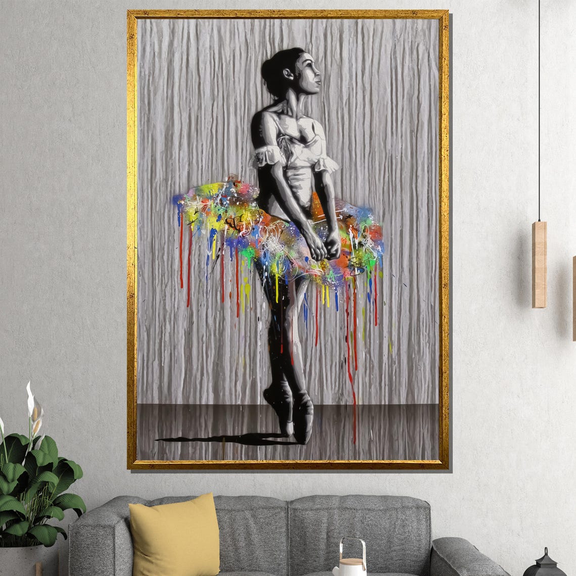 Colorful Ballerina Graffiti Painting Elegant Wall Art Gift For Modern Home Decor And Unique Artistic Style