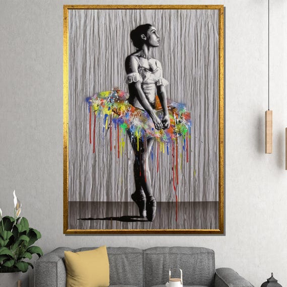 Colorful Ballerina Graffiti Painting Elegant Wall Art Gift For Modern Home Decor And Unique Artistic Style