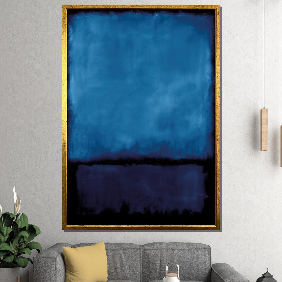 Rich Bold Cobalt Blue and Deep Navy Color Block Abstract Poster