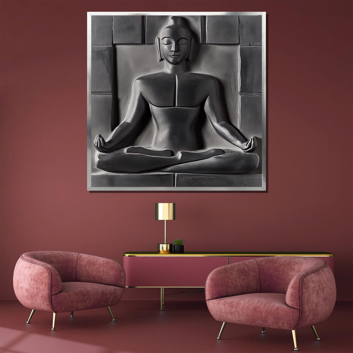 Black Stone Buddha Meditating Minimalist Zen Spiritual Poster - Image 4