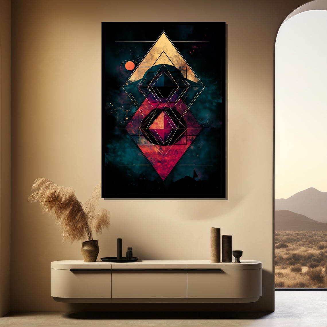 Geometric Abstract Painting Vibrant Wall Art And Unique Gift For Modern Home Office Or Contemporary Interior Dcor - Image 4