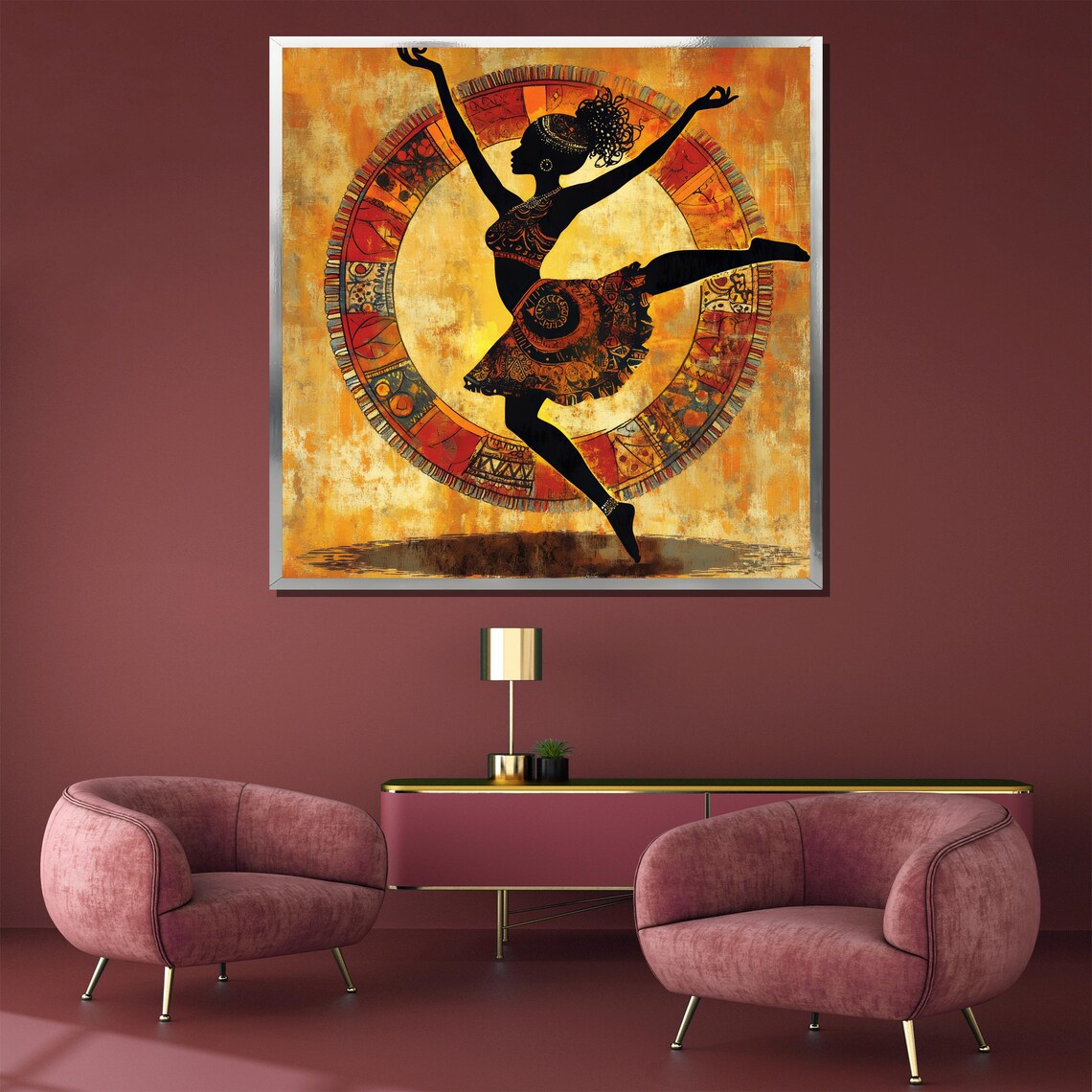 African Dancer Painting Ethnic Wall Art Gift For Culture Lovers And Unique Modern Home Decor - Image 4