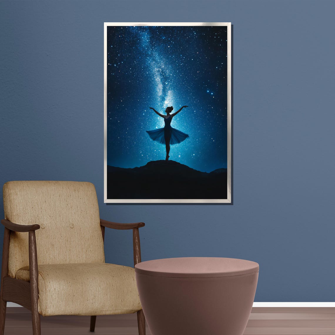 Starry Night Ballerina Silhouette Under the Milky Way Poster - Image 3