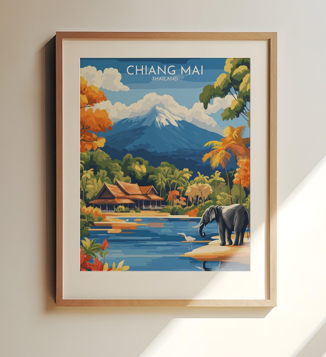 Chiang Mai Thailand Wall Art Travel With Elephant And Mountain Scenery