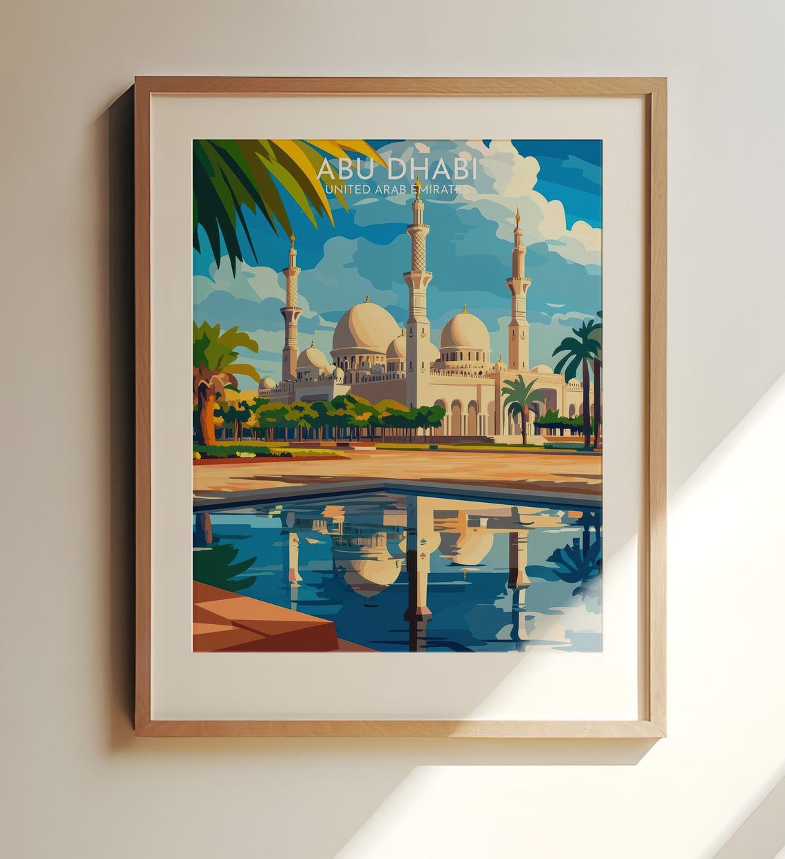 Abu Dhabi United Arab Emirates Sheikh Zayed Mosque Travel Poster