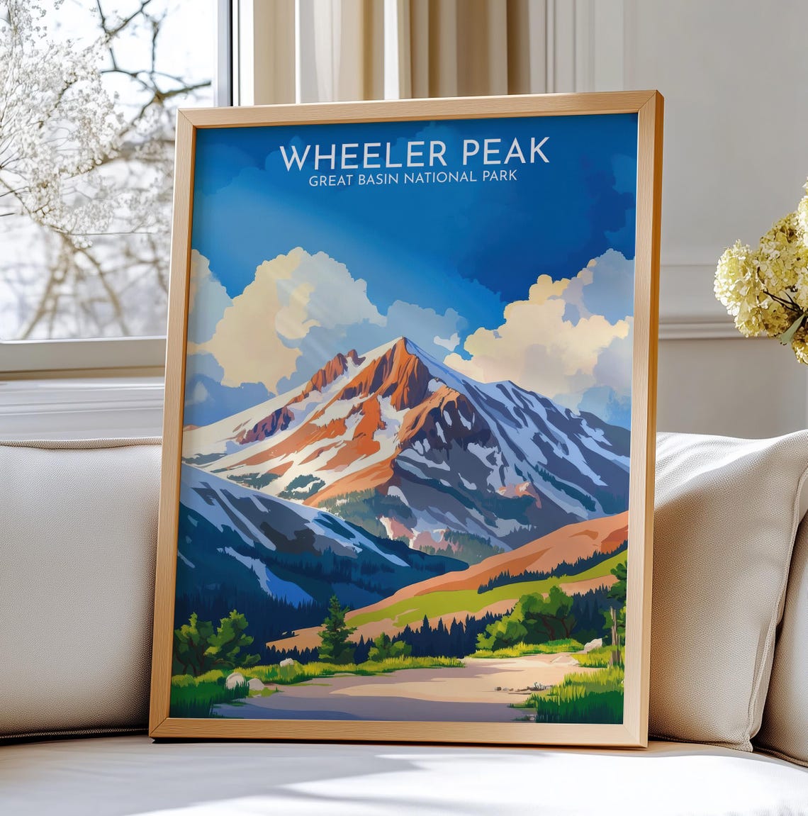 Wheeler Peak Great Basin National Park Poster Snowcapped Mountain Art