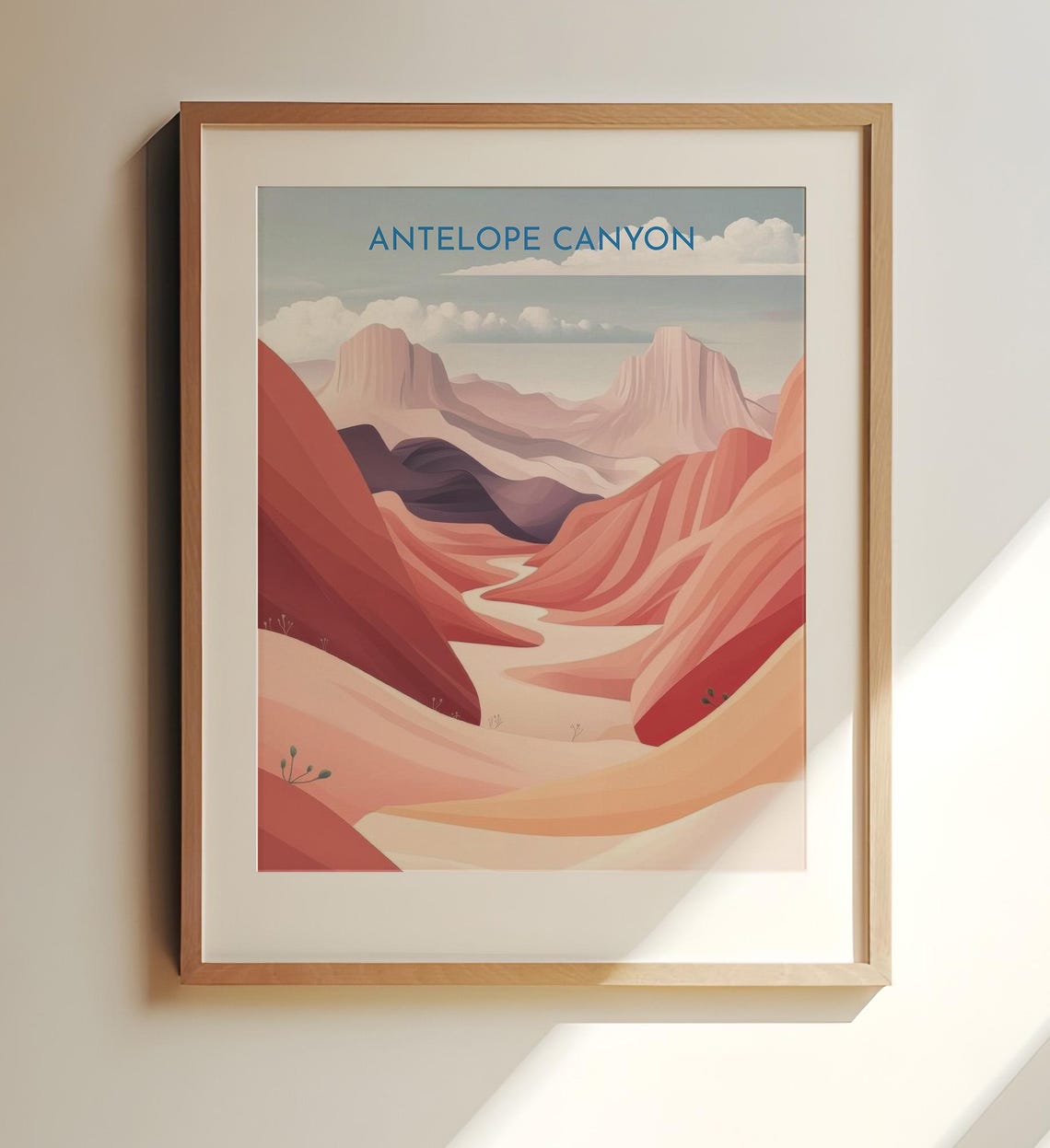 Antelope Canyon Pastel Desert Pink Rock Canyon Minimal Travel Print